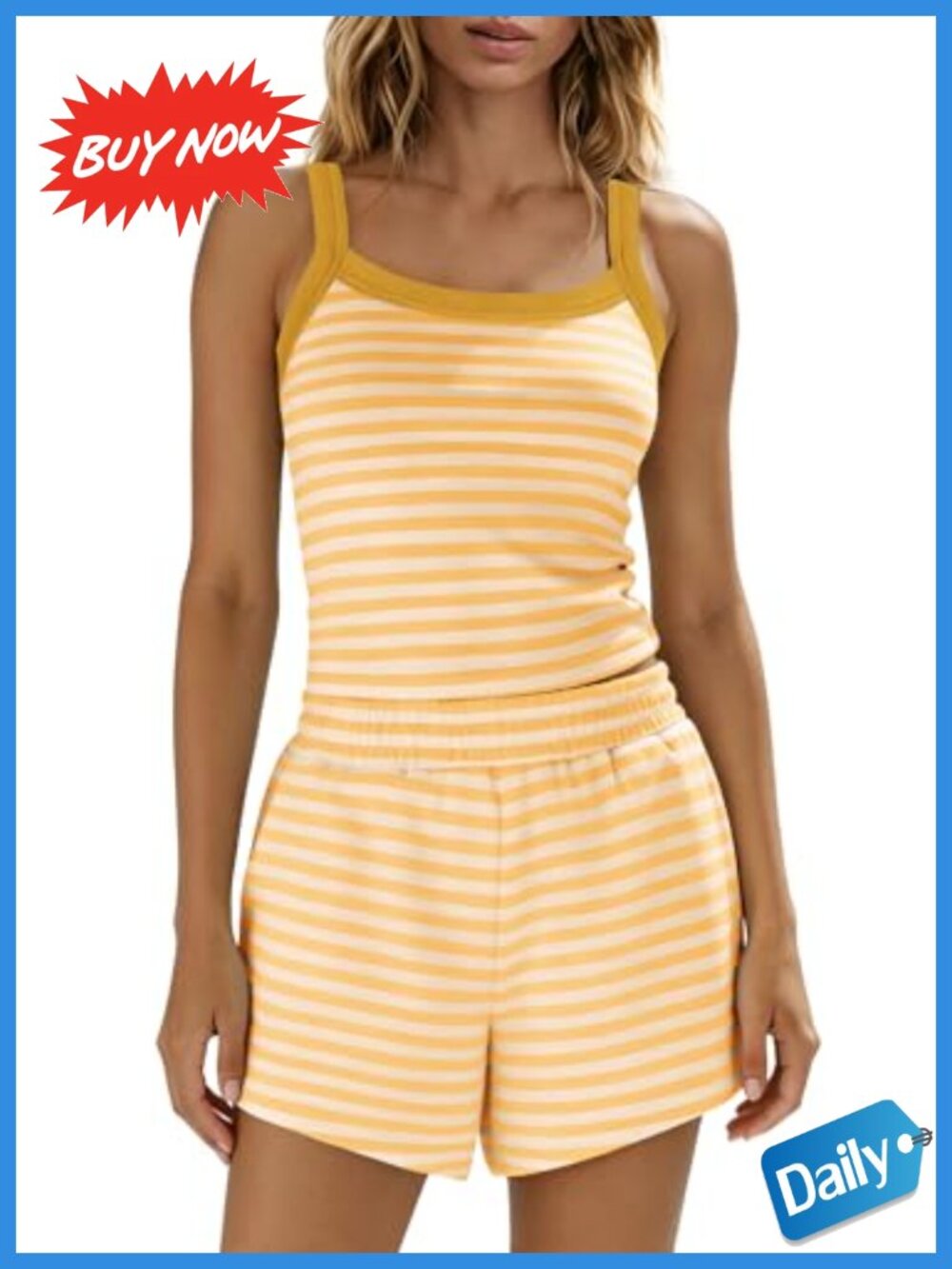 Women Striped Lounge Set 2 Piece Shorts Set